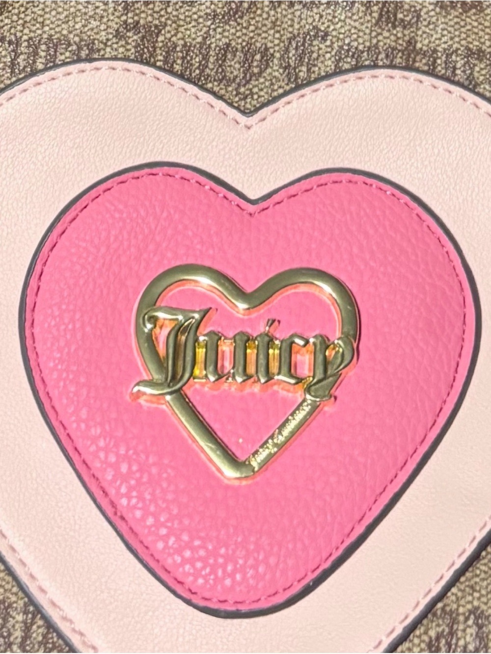 Juicy Couture Brown Logo Crossbody with Pink Heart Patch - Picture 3 of 7